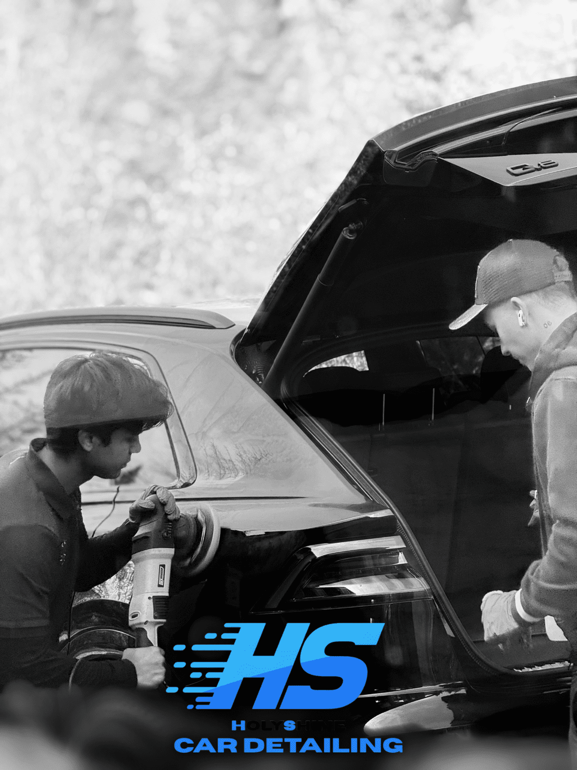 Polishing a car, providing a mobile detailing service in Montreal,QC